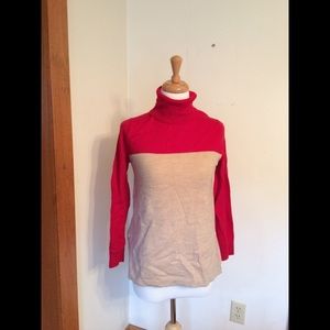 Lands End merino wool color block sweater